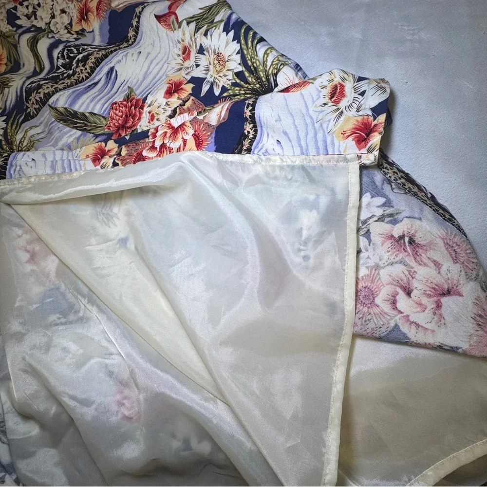 Vintage Robbie‎ Bee Hawaiian Skirt 90s Maxi Faux Wrap Floral Lined Tie Waist